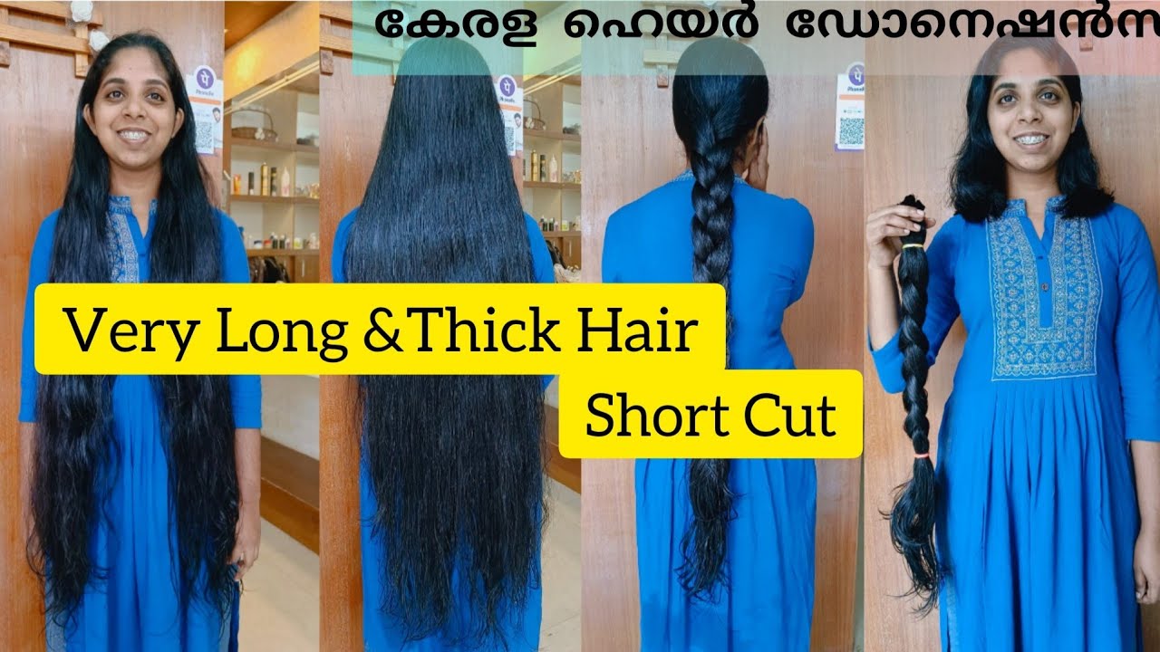 Very Long Thick Hair To Shortcut for Donation I Kerala hair donations for poor cancer patients