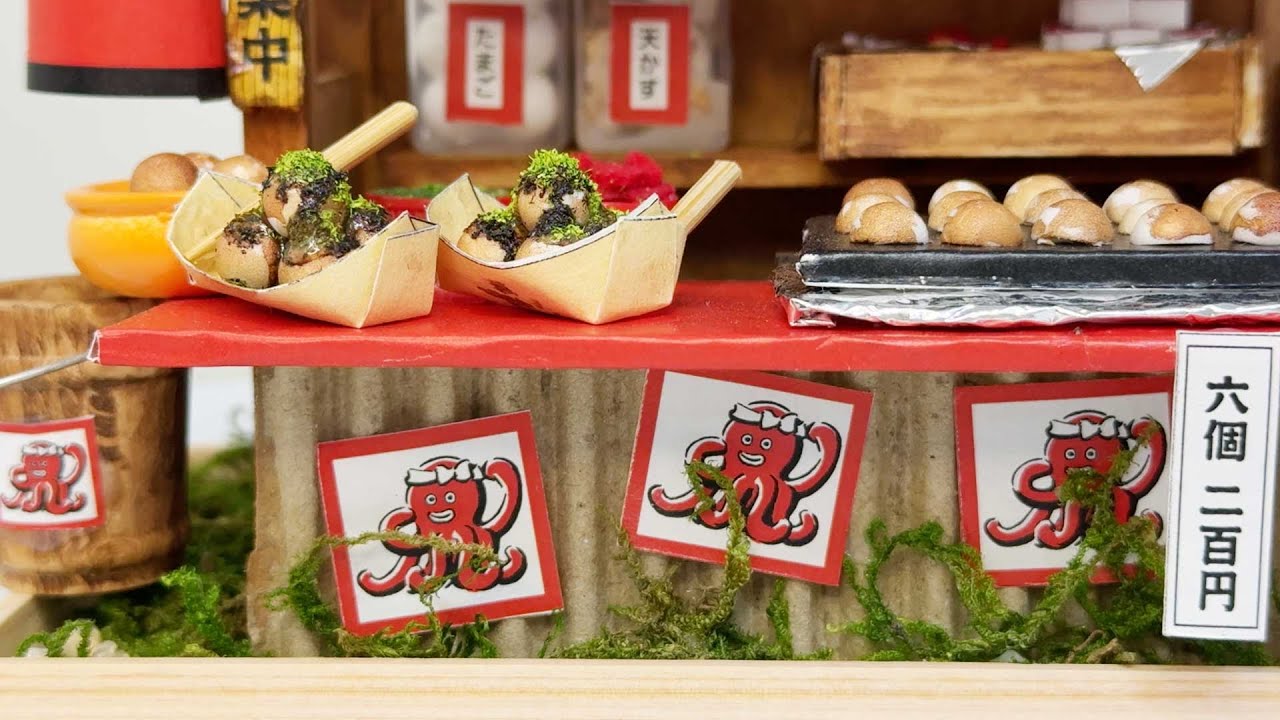 [DIY] 昭和屋台キット / たこやき屋 / Billy Miniature Dollhouse - Japanese Takoyaki Shop