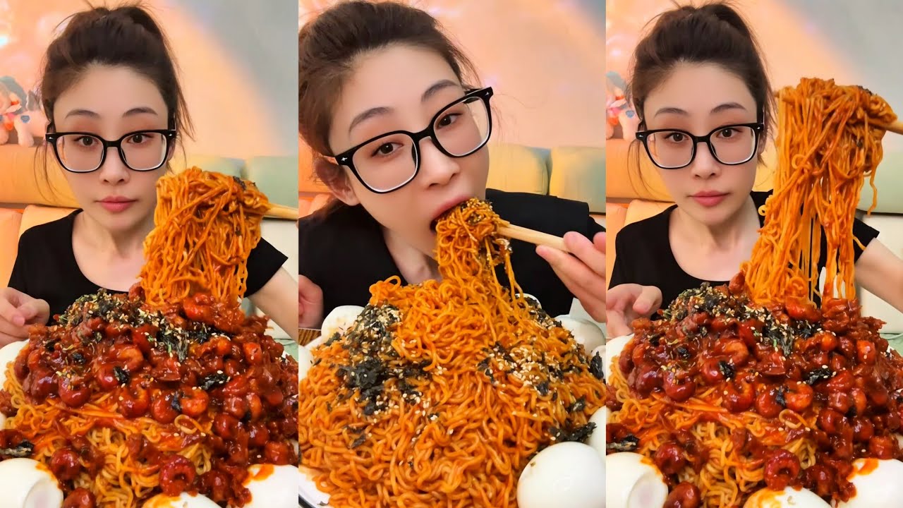 Spicy Eating Mukbang Chinese Food Noodles, Eggs🌶️ (chewy sounds) ASMR Chinese Food 吃播 吃 Mukbang