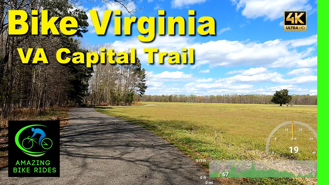 Sunny bike ride on the Virginia Capital Trail | Virtual Bike Ride | Indoor cycling video | Virginia