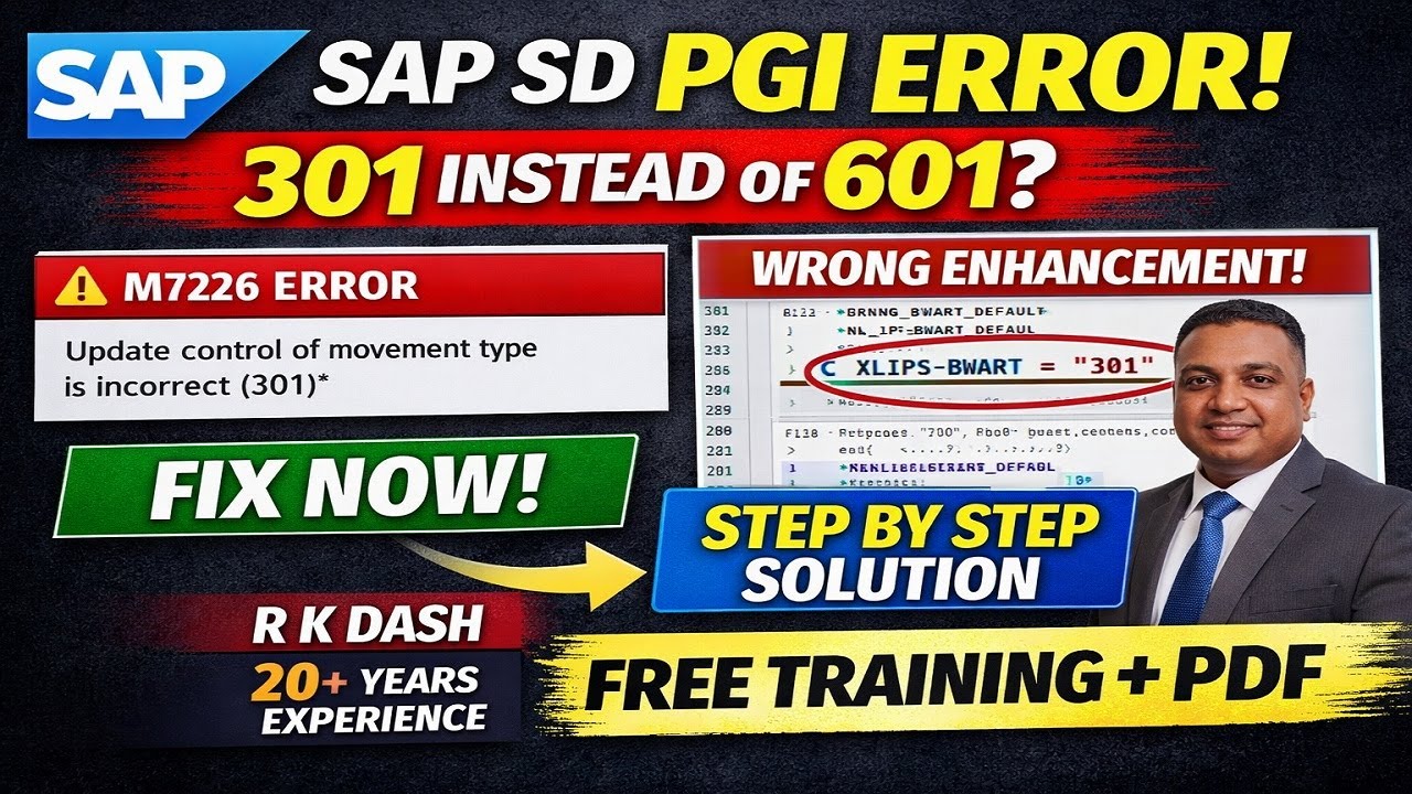 SAP SD PGI Error Explained  Movement Type 301 Instead of 601  VL02N Enhancement Issue & Fix #sapsd