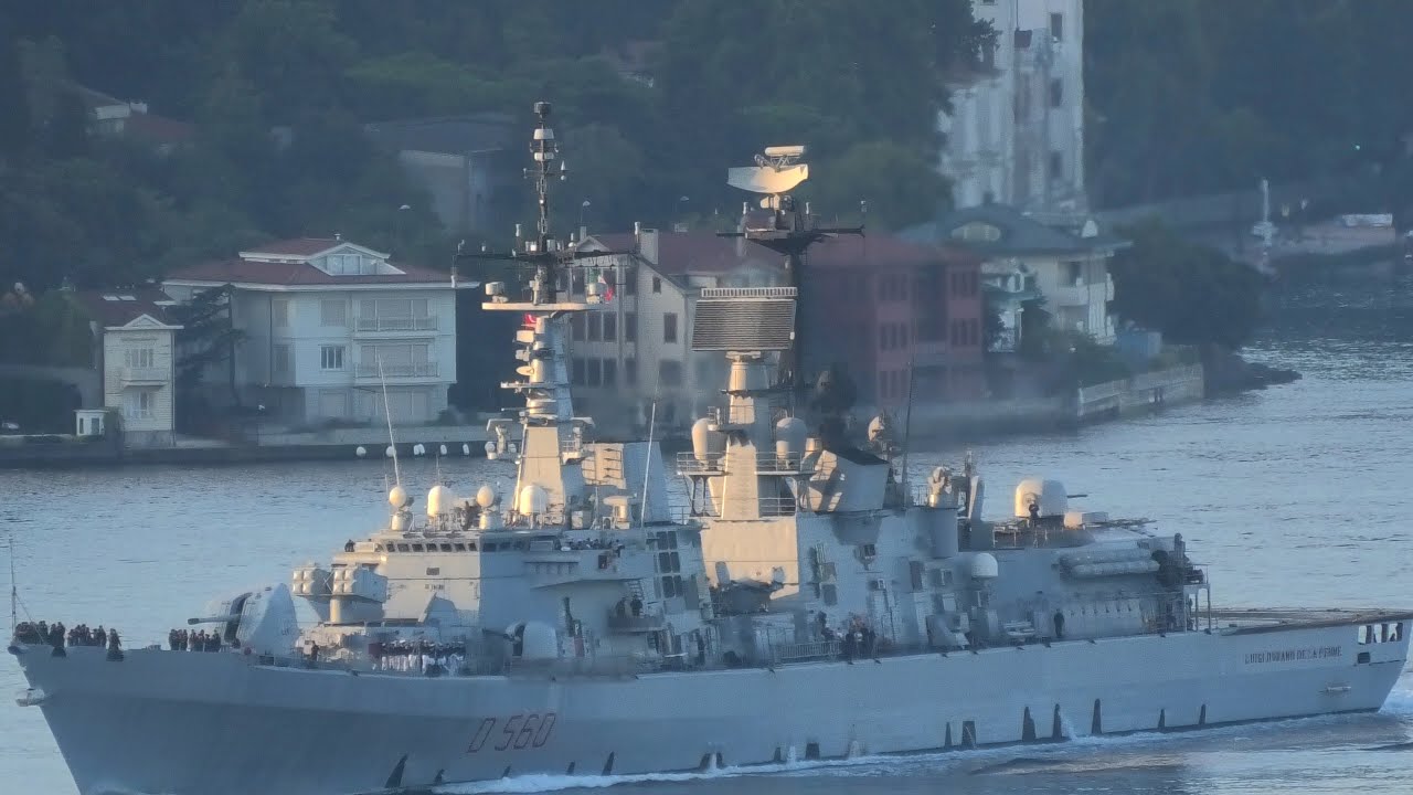 Italian Navy Durand de la Penne-class destroyer Luigi Durand de la Penne transits Istanbul strait