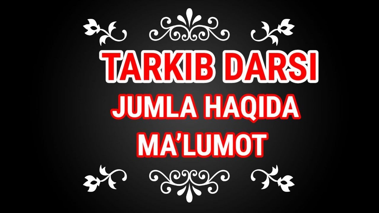 ARAB TILIDA JUMLANING TURLARI