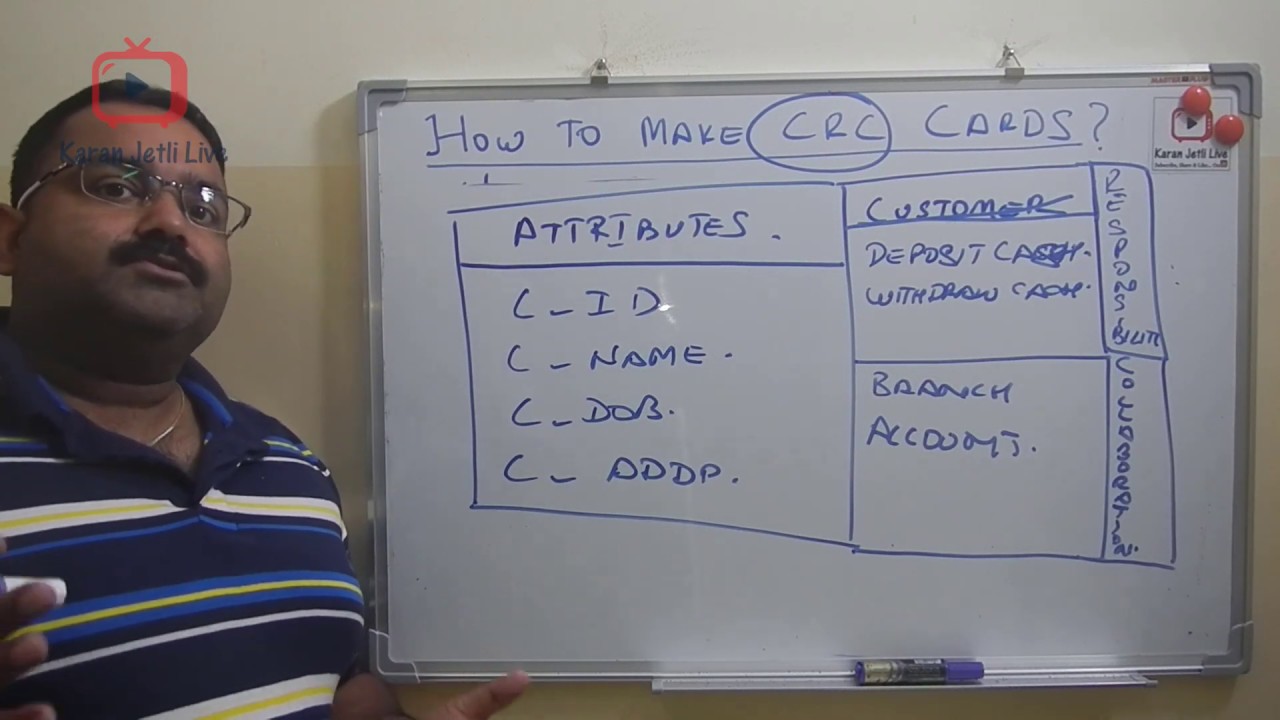 How to make crc (class responsibility collaborations) cards? explained with example
