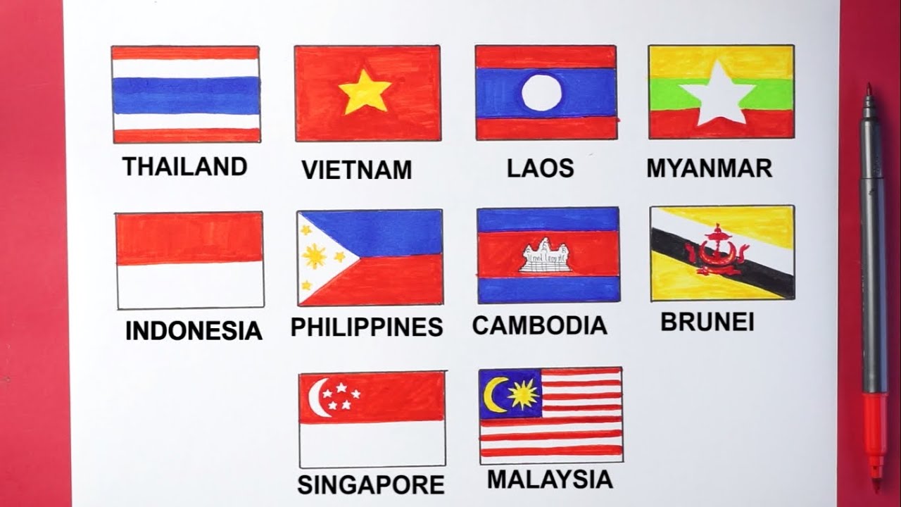 Drawing Southeast Asian Flag | ASEAN Countries flag | Which One You Country?