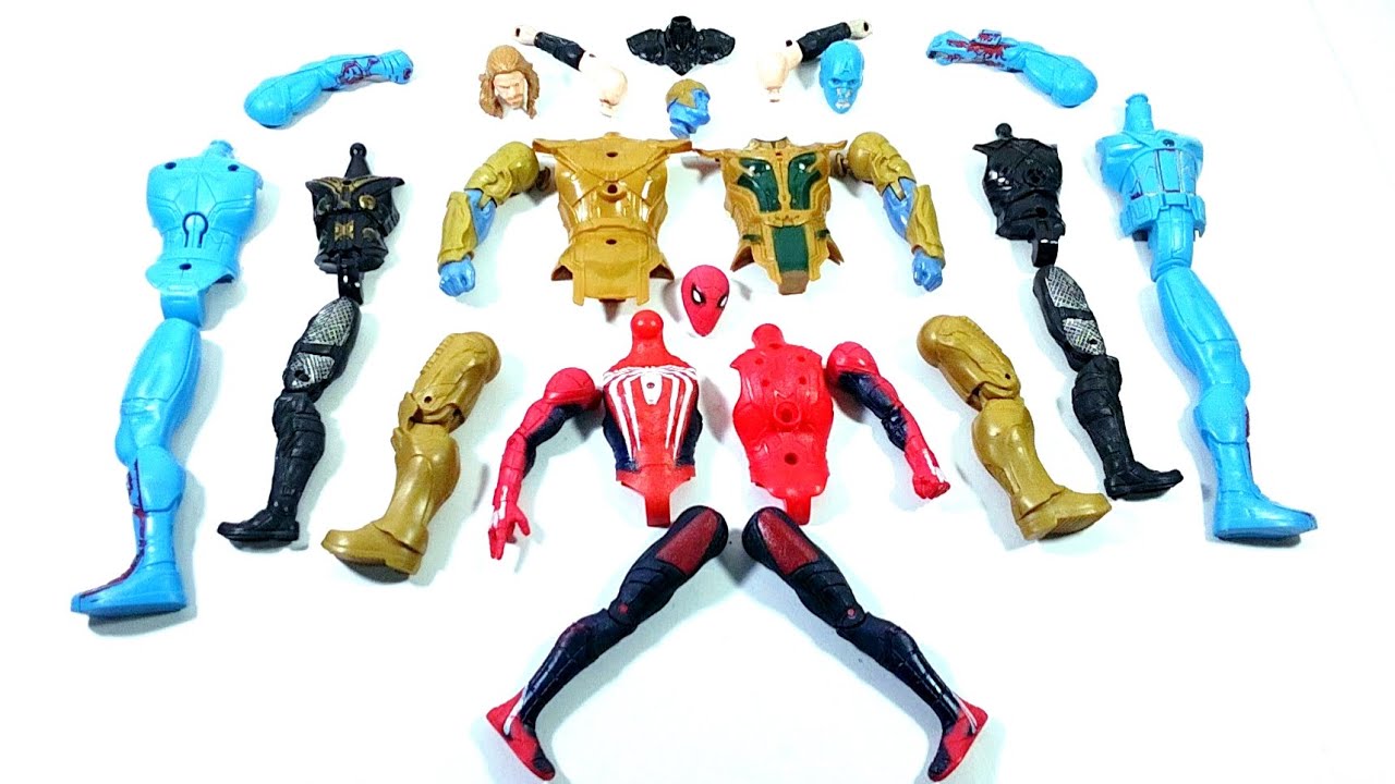 AVENGERS SUPERHERO TOYS THANOS ARMOR VS SPIDER-MAN MILES MORALES VS CAPTAIN THOR VS CAPTAIN AMERICA.