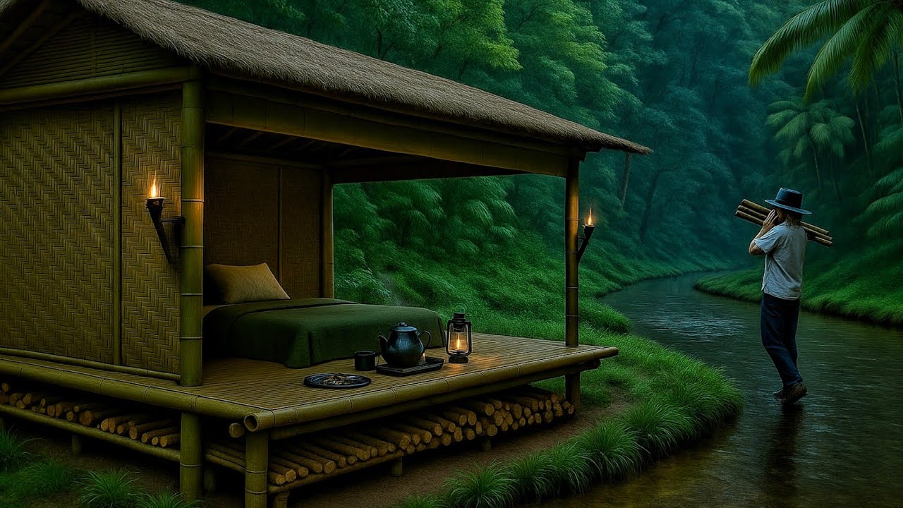3 hari camping di guyur hujan deras, shelter megah, sungai cantik, berburu & masakan lezat.... 