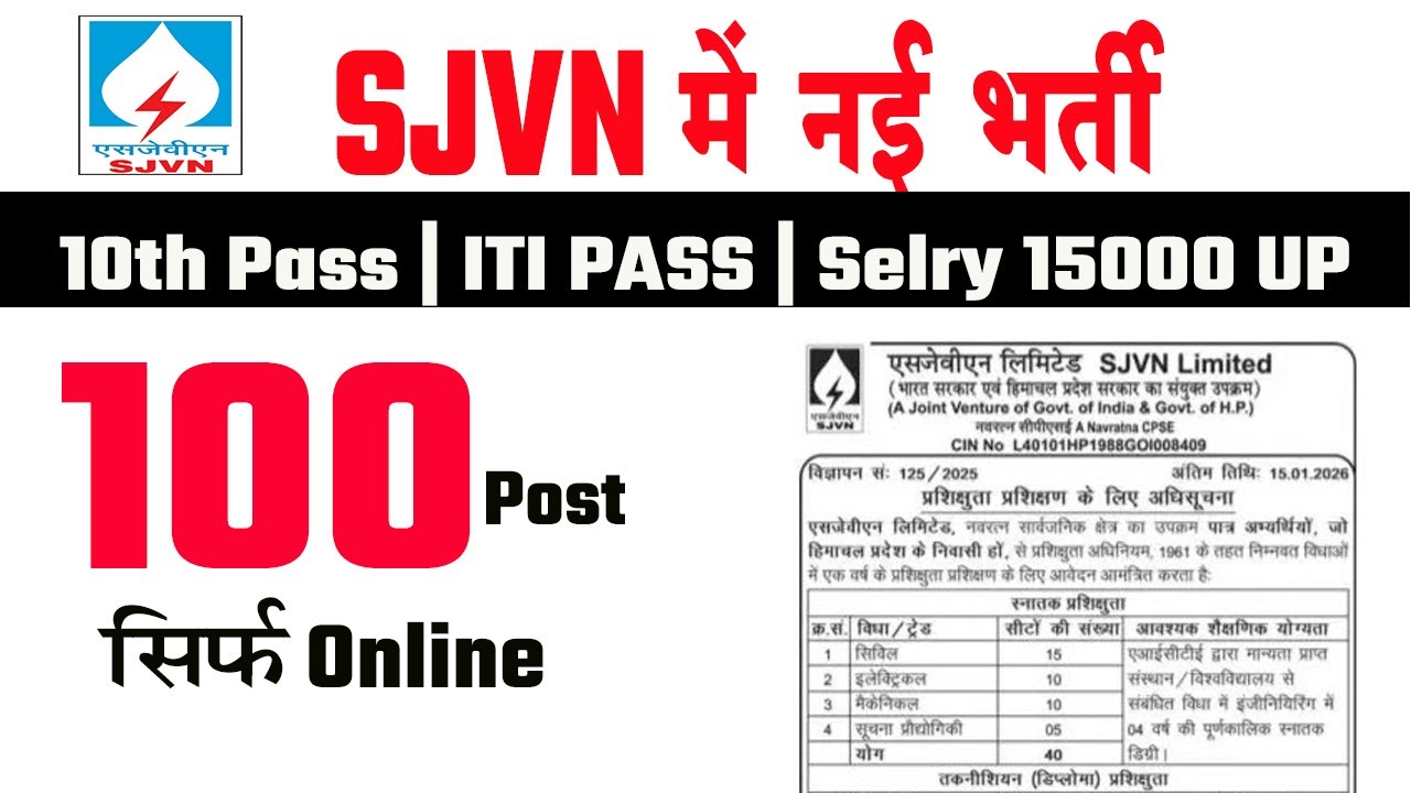 sjvn iti recruitment 2025 | sjvn recruitment 2025 | sjvn himachal pradesh recruitment 2025