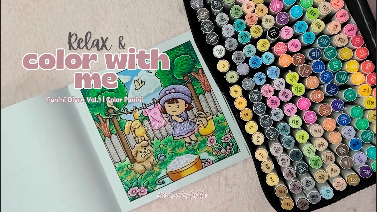 Relax & Color with Me (trees, grass, sky and more) | Panini Diary | Using Affordable Alcohol Markers