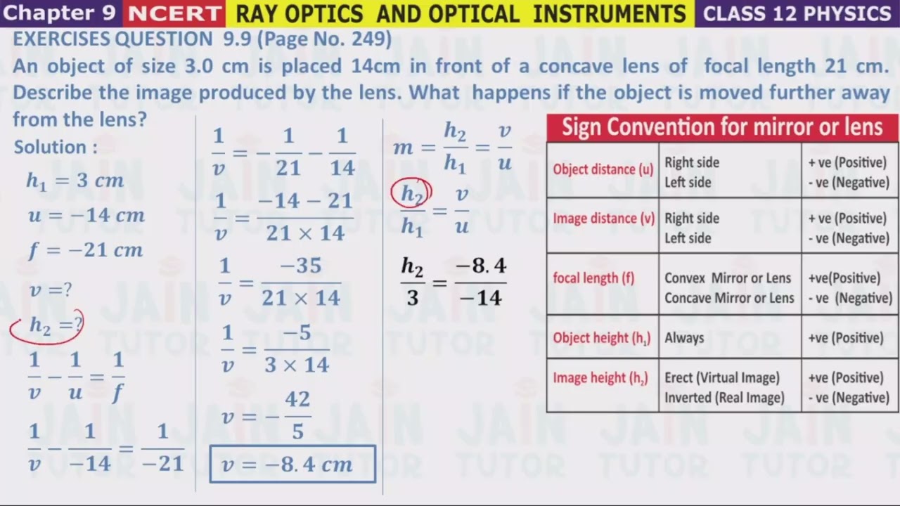 EXERCISE 9.9 | Class 12 Physics NCERT | Exercise 9.9 Solution | Ray Optics Chapter 9 | jain tutor