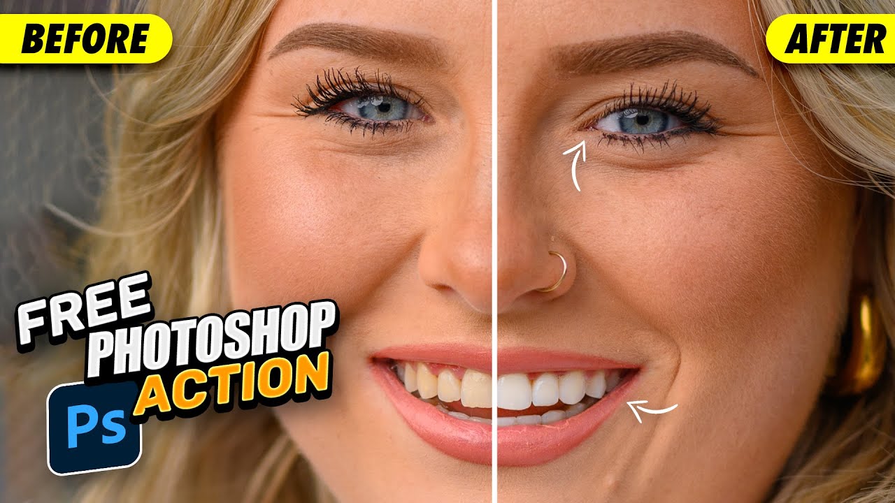 How To Edit Teeth And Eyes In Photoshop | Free Photoshop Action