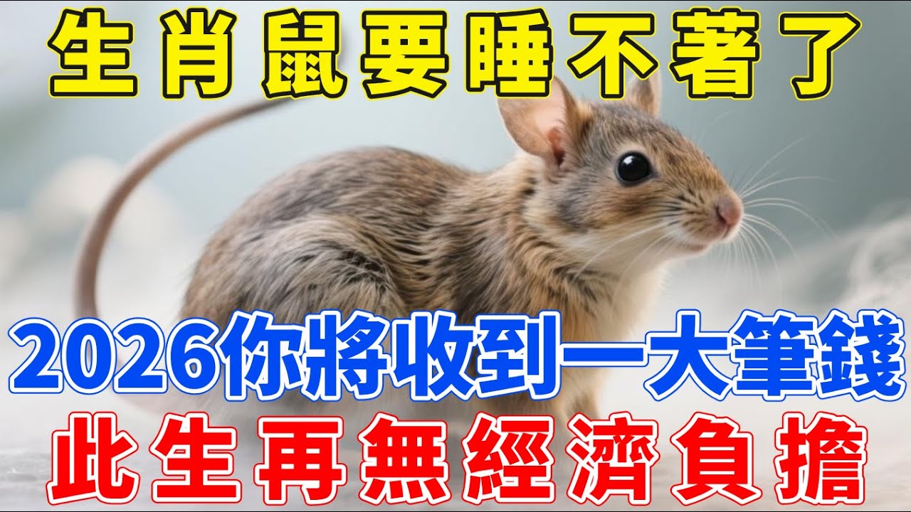 生肖鼠要睡不著了，2026年你將會收到一大筆錢，此生再無經濟負擔！家有屬鼠的請接財！【生肖梵音】#生肖 #運勢 #風水 #財運#命理