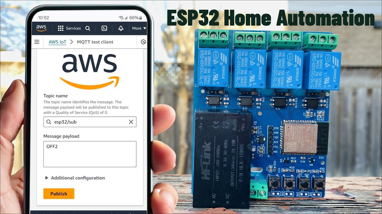Промышленная автоматизация Интернета вещей с использованием Amazon AWS IoT Core и ESP32 с пользов...
