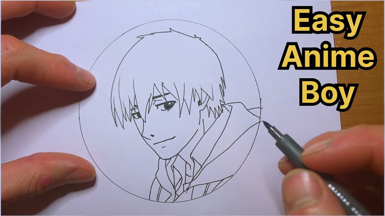 Easy anime drawing / How to draw anime boy step by step / Easy circle drawing for beginners