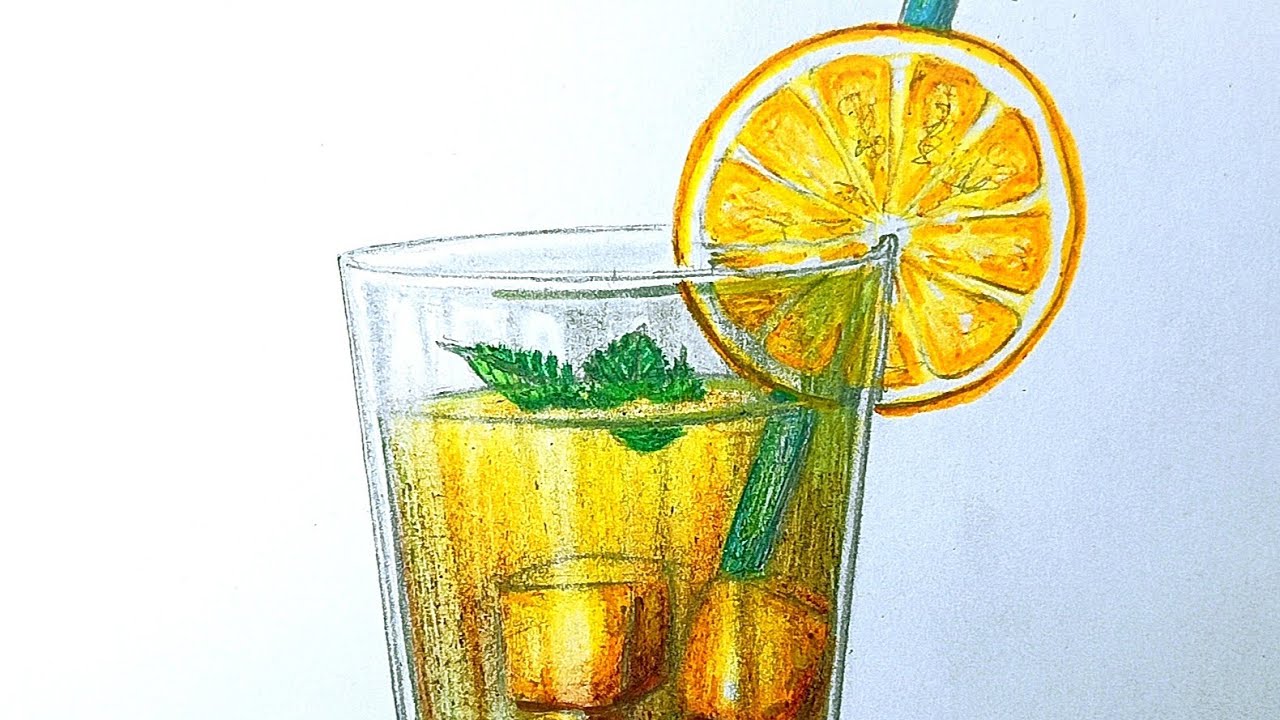 How to draw a glass of juice | Juice glass |drawing with pencil color tutorial | সরবতের গ্লাস আঁকা