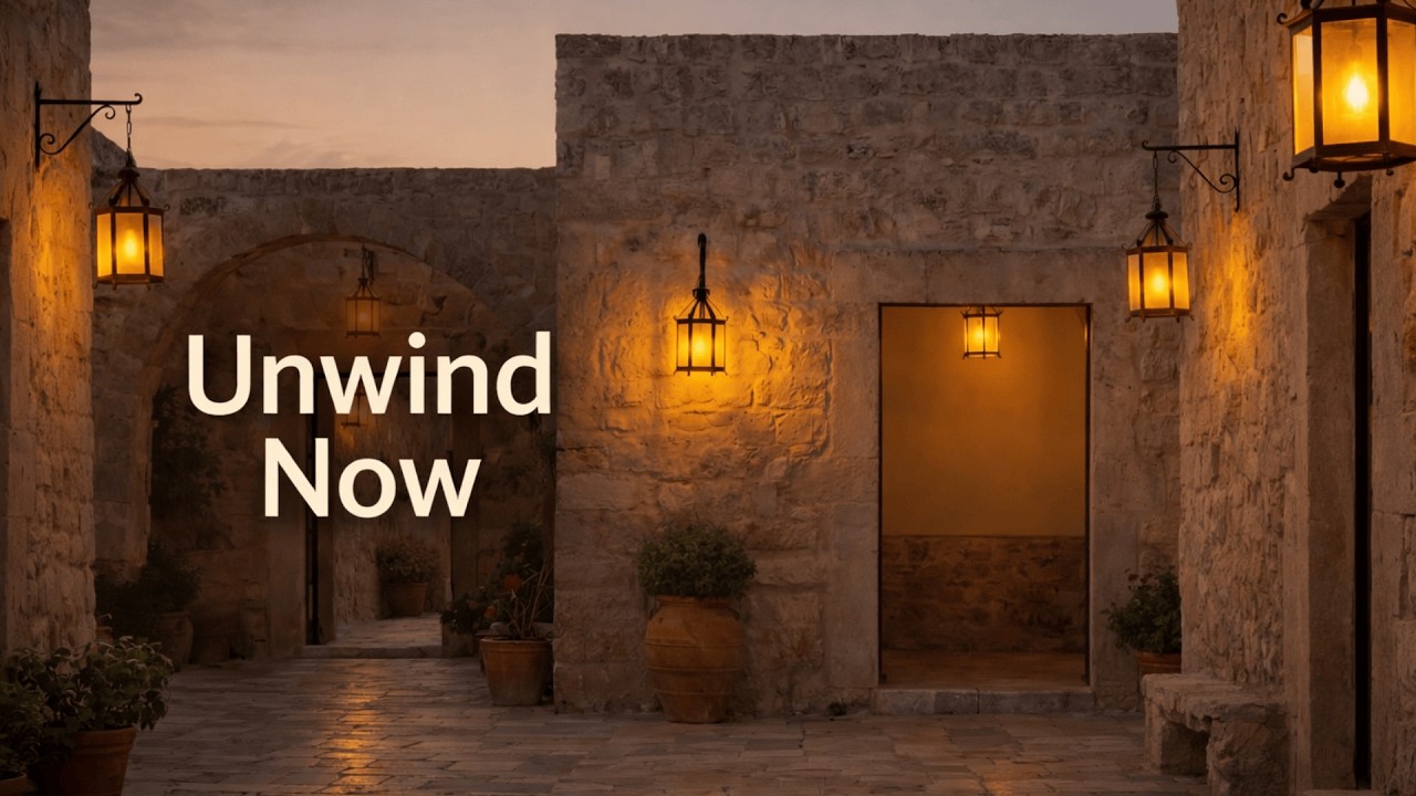Warm Mediterranean Evening Courtyard 🌙 Gentle Calm & Relaxing Ambience (3 Hours+)
