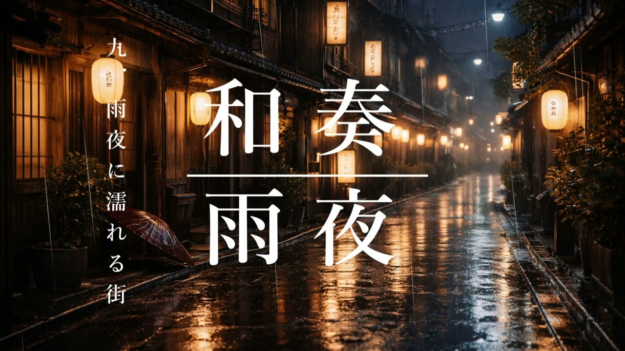 【雨音×和楽器BGM】9.夜雨に濡れる街 A City Wet with Night Rain｜作業・集中・睡眠