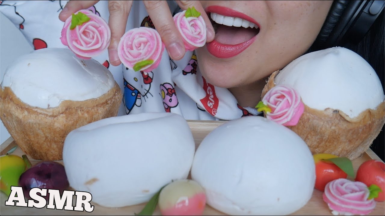 ASMR FRESH COCONUT PULP + DRINKING (SOFT CRUNCH EATING SOUNDS) | SAS-ASMR