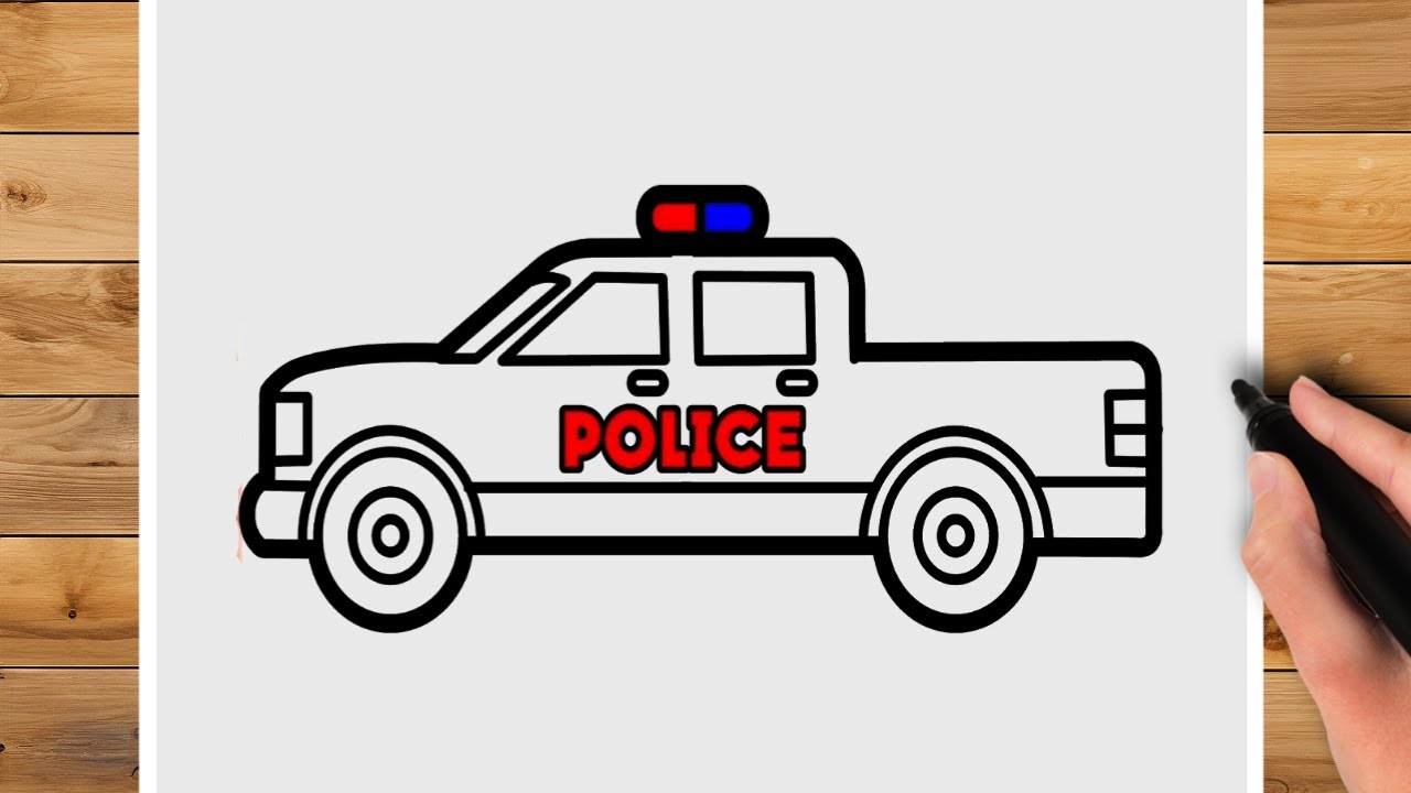 Dibujar coche de policía - Vídeo de dibujo (23)