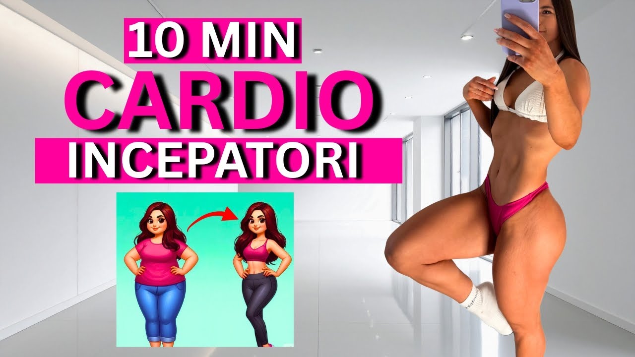 10 MIN CARDIO INCEPATORI | ANTRENAMENT DE CARDIO ACASA - slabeste