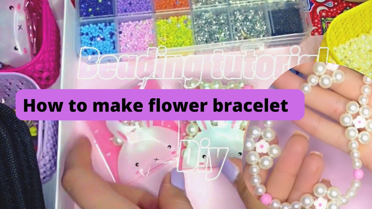 How to make flower bracelet and ring .ازاي نعمل عقد من الورد بالخرز .beading tutorial