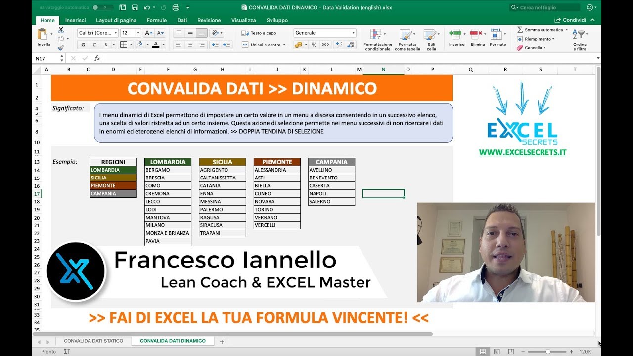 EXCEL SECRETS - Tutorial - CONVALIDA DATI DINAMICO
