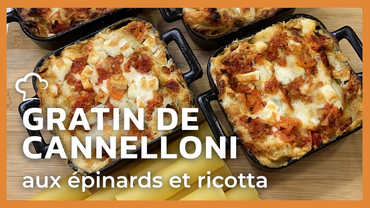 Gratin de cannelloni aux épinards et ricotta