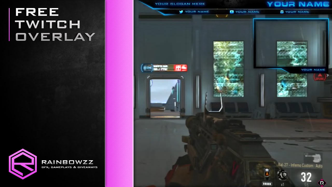Free Livestream Twitch Overlay Template Blue Glow
