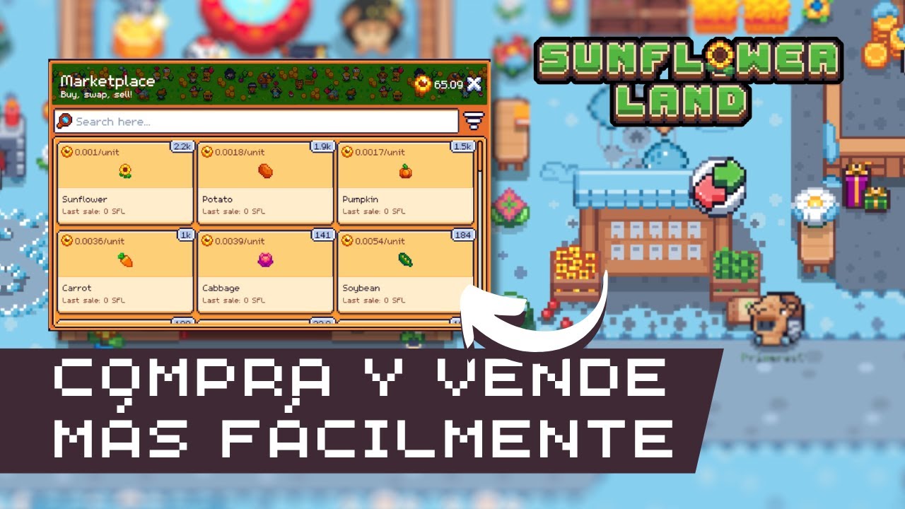 🌻 Nuevo marketplace en Sunflower Land: compra y vende recursos y NFTs sin salir del juego
