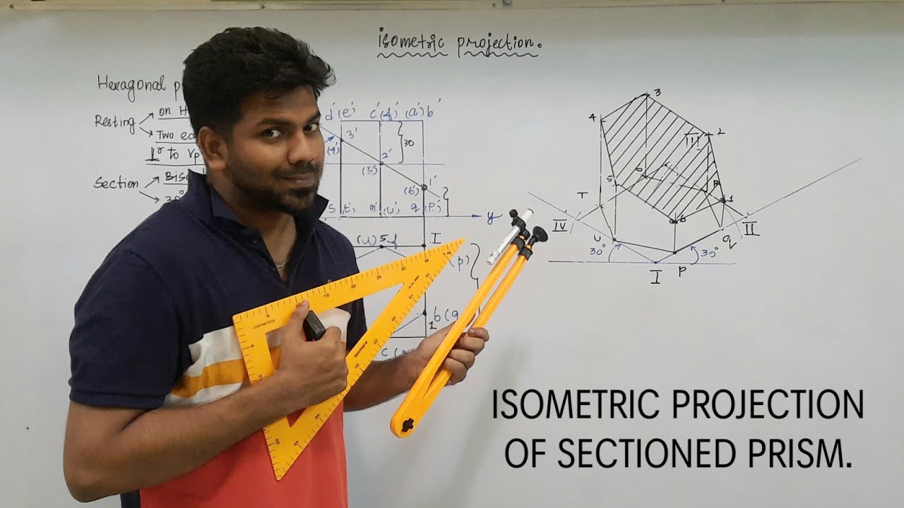 Isometric Projection of Hexagonal Prism | sectional solid | Engineering Graphics | Live | Tamil