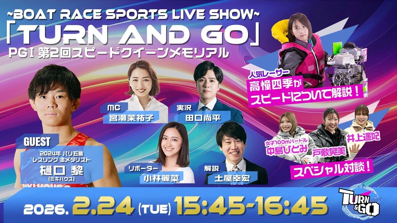 TURN&GO|鳴門プレミアムGⅠスピードクイーンメモリアル初日｜2月24日（火）15:45～｜ボートレース【鳴門】