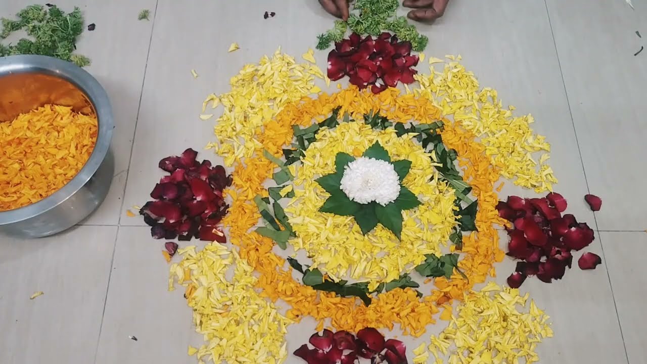 Flower rangoli designs ll Fulanchi easy rangoli design ll home decor 