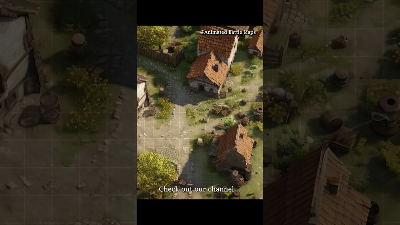 D&D | Village By River Grid | Animated Battle Maps
