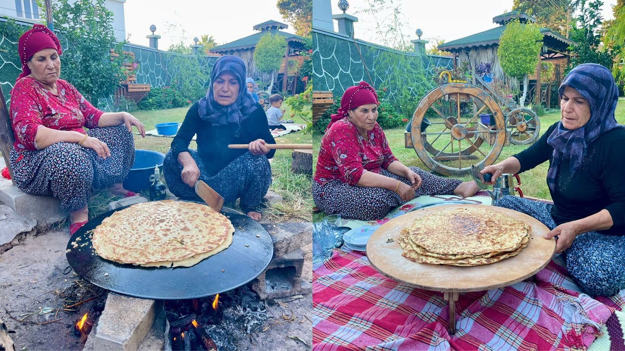 KÖYDE ODUN ATEŞİNDE YAPTIĞIMIZ EN LEZZETLİ BÖREK TARİFİ 😍 HALAM İLE ANNEM KÖY İŞLERİ