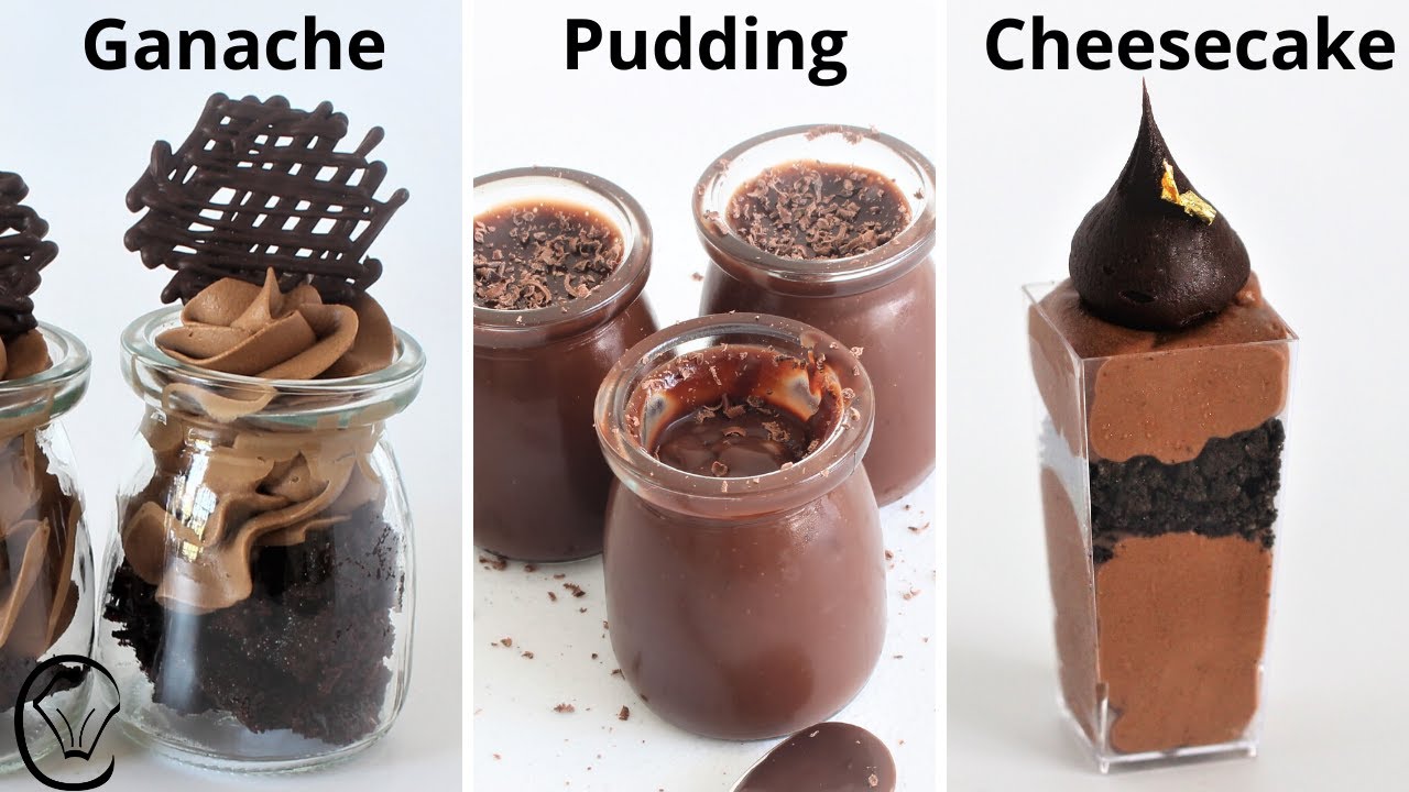 3 EASY Mini Chocolate Dessert Cups COMPILATION Chocolate Mousse Pudding Cheesecake EGGLESS Do-Ahead