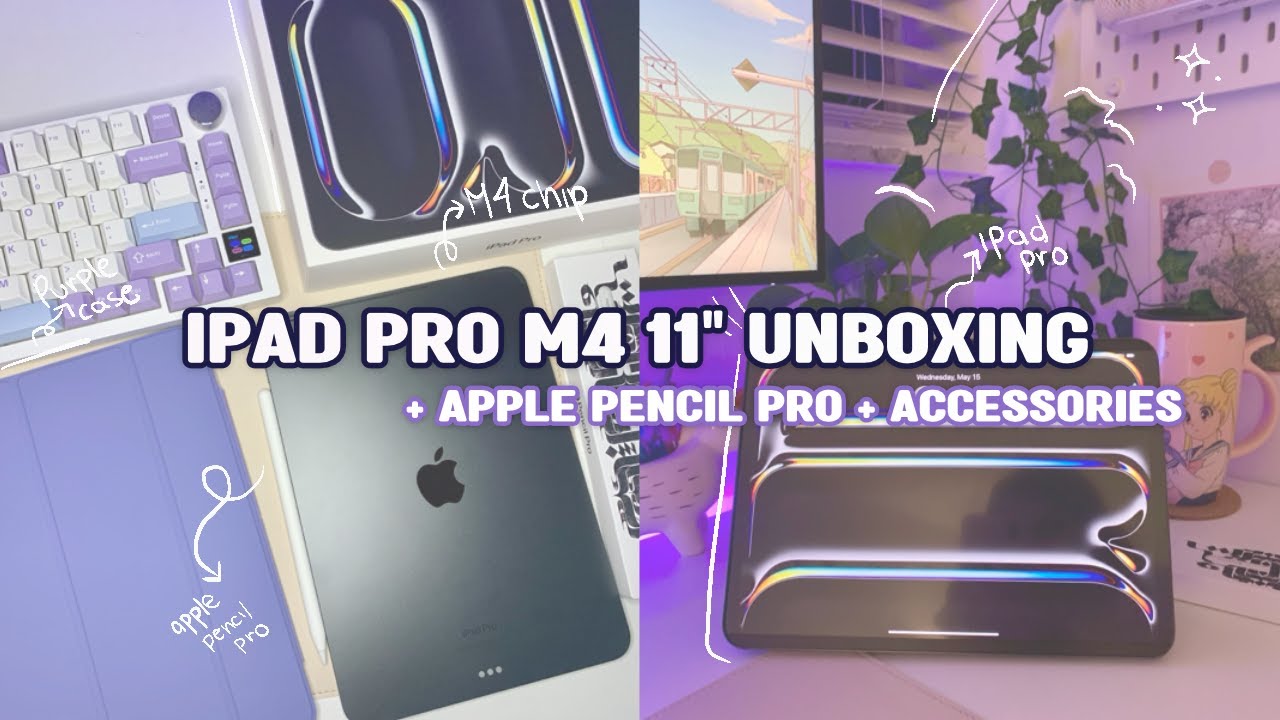 2024 Ipad pro M4 11'' unboxing  ♡ + apple pencil pro +  aesthetic accessories 💜