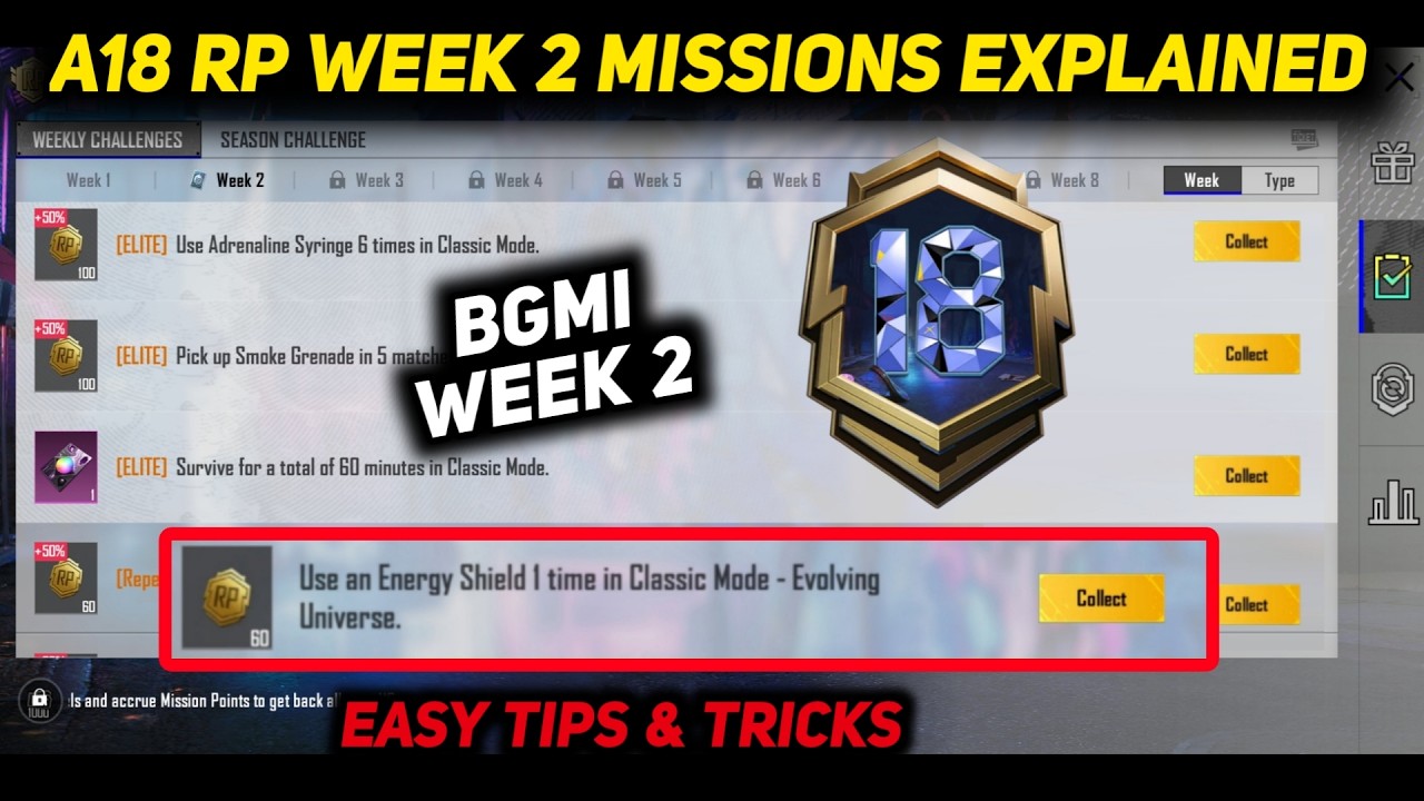 BGMI WEEK 2 MISSIONS EXPLAINED 🔴 A18 WEEK 2 MISSION 🔴 BGMI ME WEEK 2 RP MISSION KAISE KARE