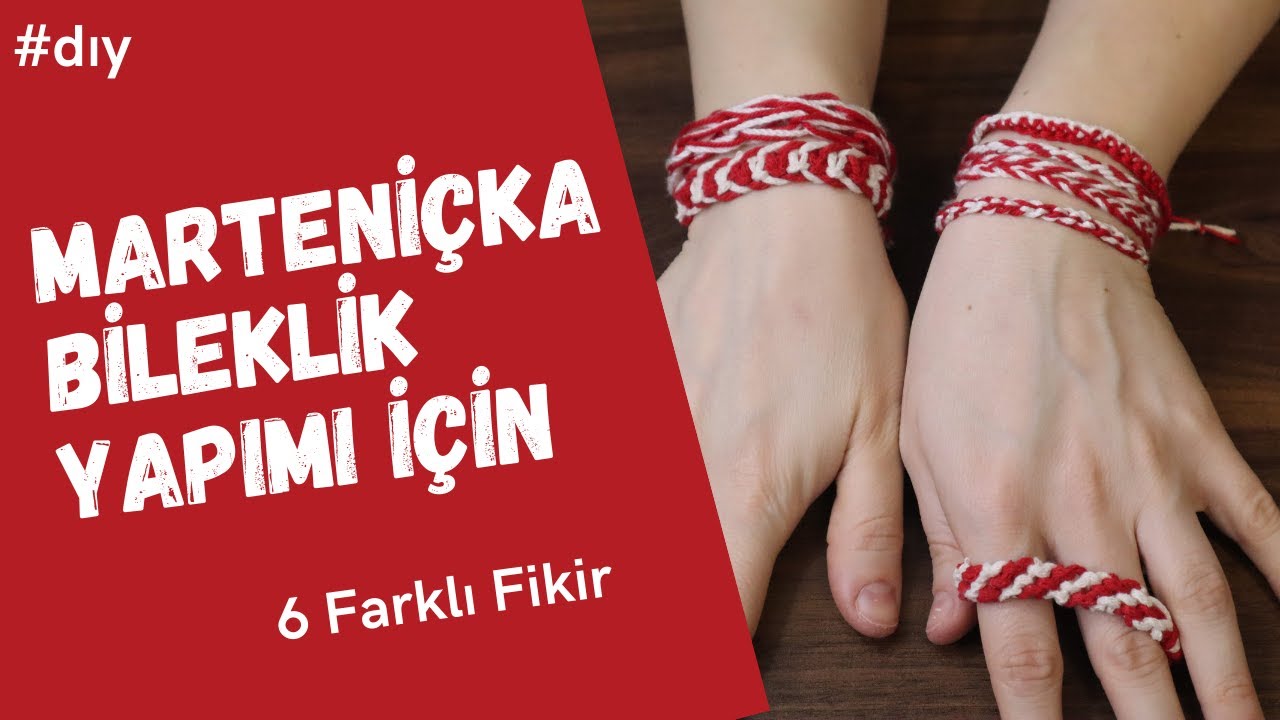 MARTENİÇKA BİLEKLİK YAPIMI / DIY / Martenitsa  ( Makrome - Kumihimo - Parmak  örgü - Tığ işi )
