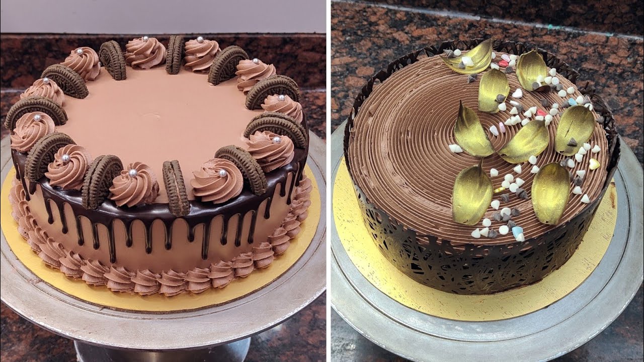 Beautiful Chocolate Cake Design with Golden Leaves | Elegant Chocolate Decoration Cake Tutorial 