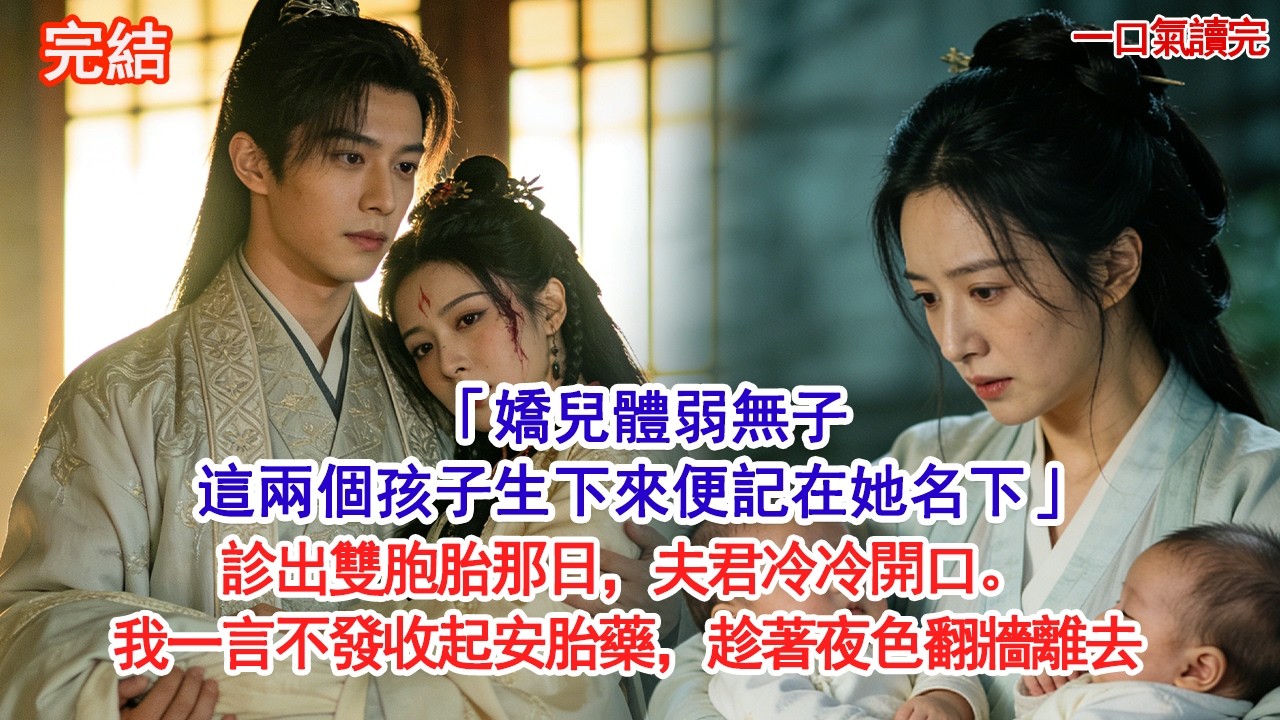 「嬌兒體弱無子，這兩個孩子生下來便記在她名下」診出雙胞胎那日，夫君冷冷開口。我一言不發收起安胎藥，趁著夜色翻牆離去#古風#追妻火葬場#愛情#小說