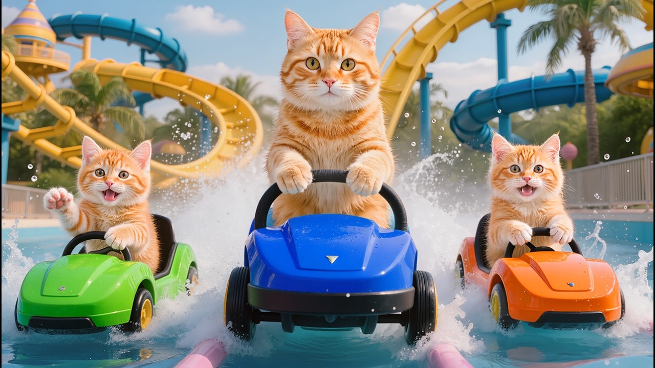 Ginger Kitten and Mama Cat Team Up to Make a Magical Water Park Dream Come True 💦🐱❤️