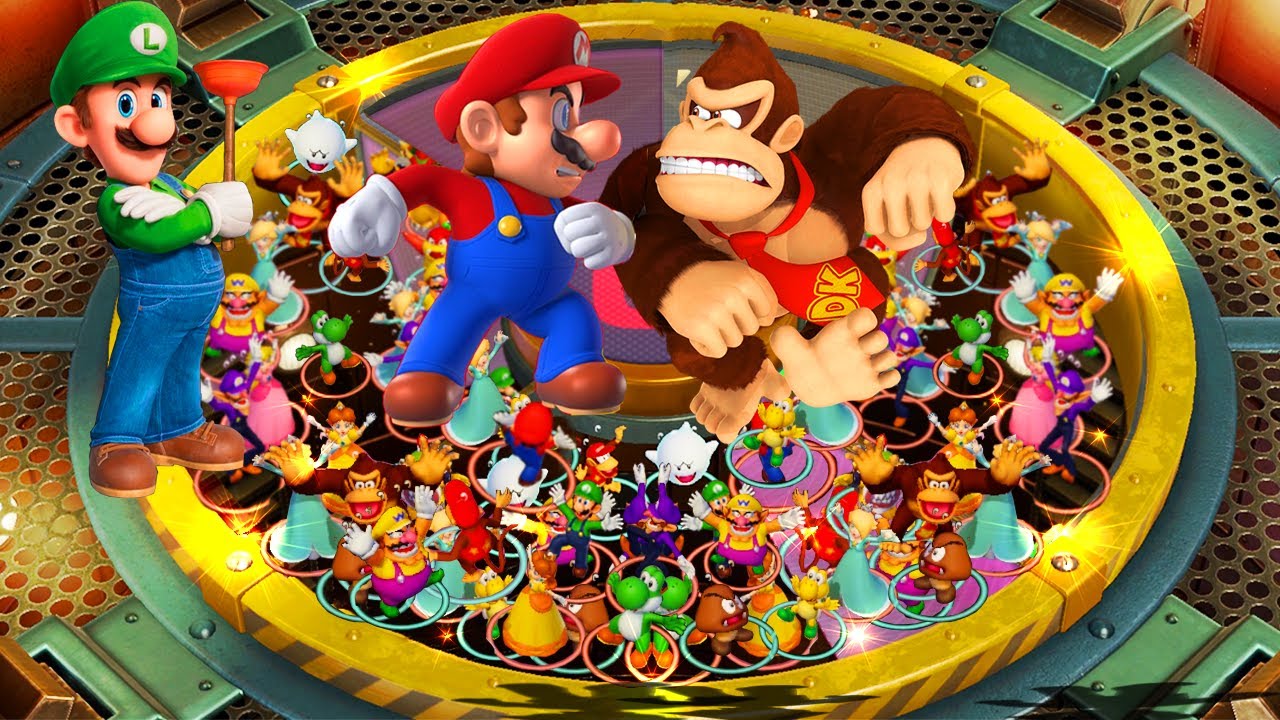 Super Mario Party - Lucky Team Family Battles - Mario Brothers vs Donkey Kong Brothers
