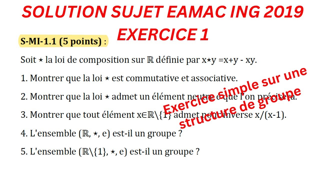Solution du probleme 1 du concours EAMAC 2019.