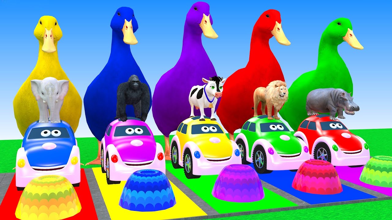 Long Slide Game With Elephant Gorilla Buffalo Hippopotamus Tiger 3d Animal Game Funny 3d Animals