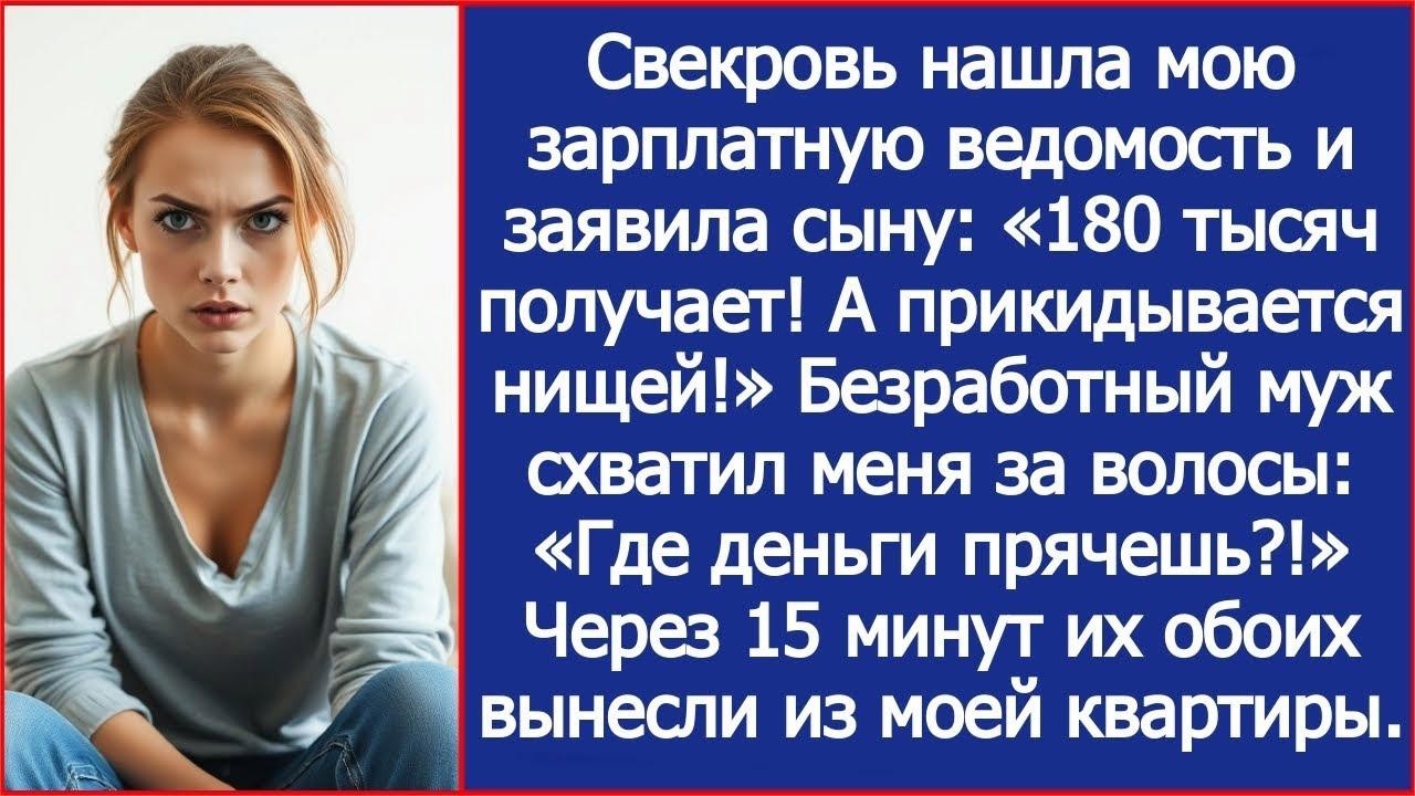 Свекровь нашла мою зарплатную ведомость и безработный муж схватил меня за волосы Где деньги пря
