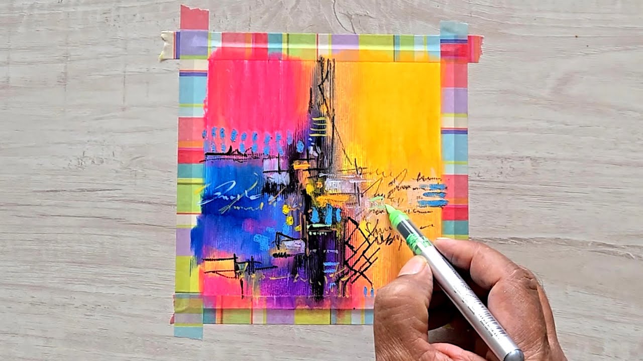 Colorful And Bright Abstract Painting / Oil Pastels