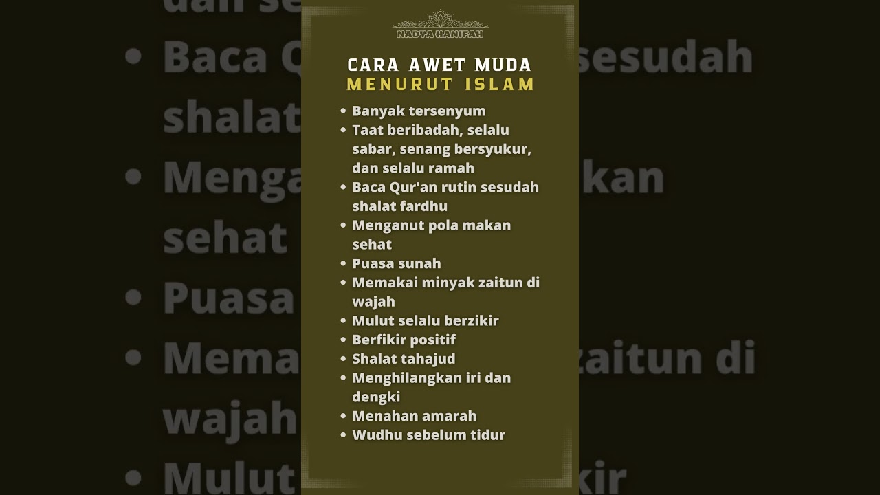 Cara Awet Muda Ala Islam