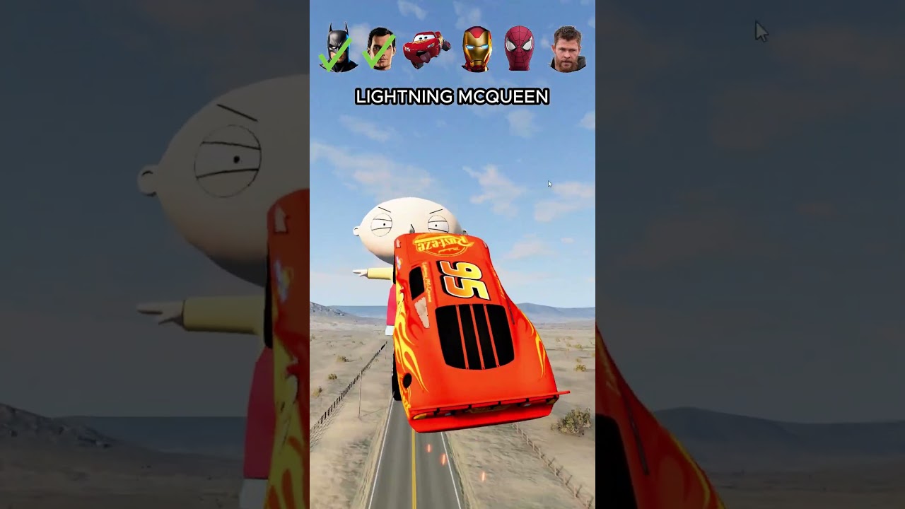 Superhero cars vs Stewie Griffin 