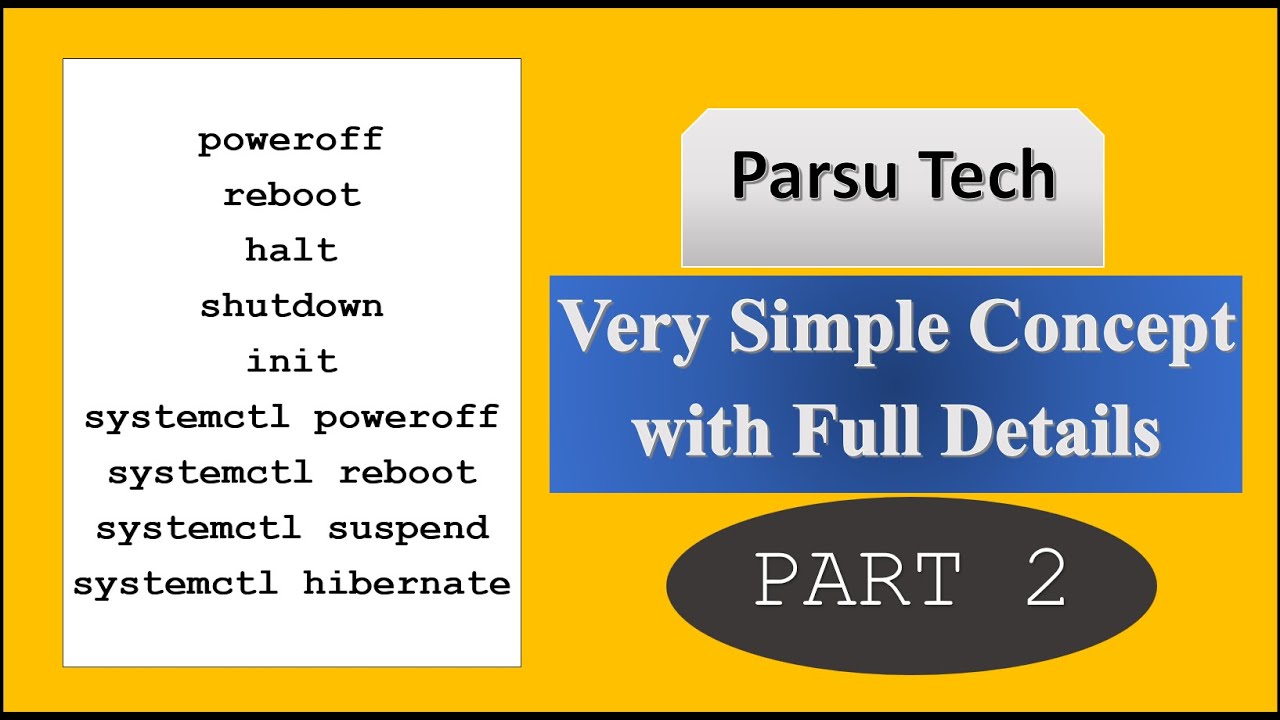 shutdown, reboot, poweroff, init, halt, hibernate, suspend commands Practical - Part-2 | Parsutech