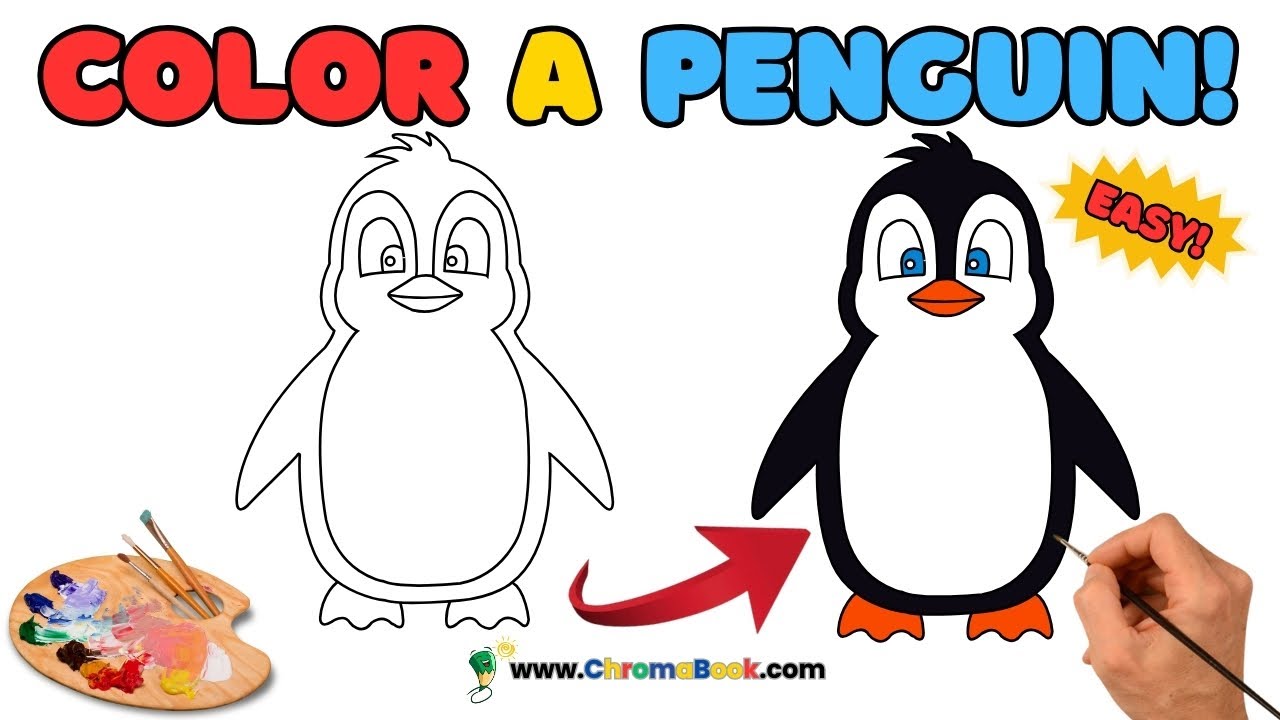 Penguin Drawing, Painting, Coloring for Kids, Toddlers and Adults – Fun and Relaxing | Learn Animals